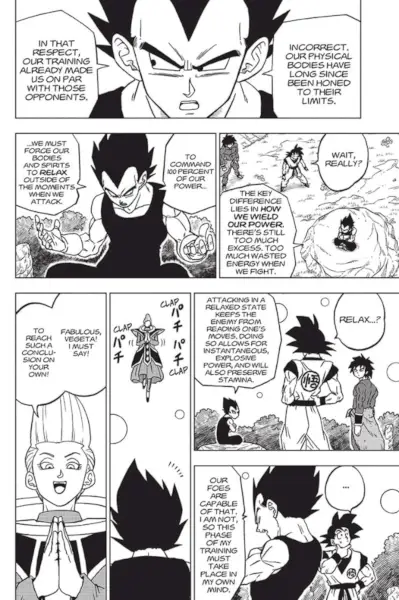 Vegeta는 Dragon Ball super에서 손오공에게 자신의 새로운 훈련을 설명합니다.