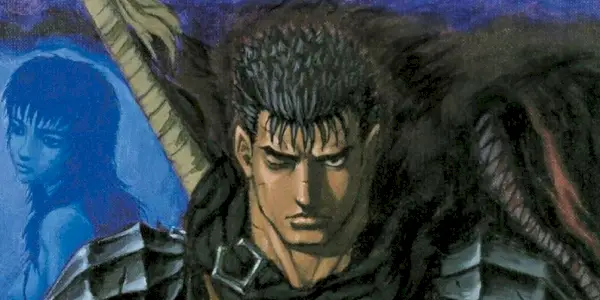 Des tripes sur un Berserk en couleur Couverture du manga, illustrée par Kentaro Miura.
