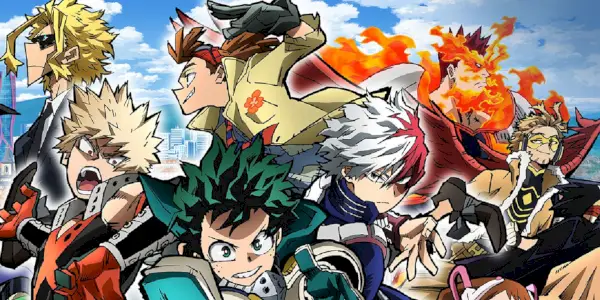 My Hero Academia World Heroes Mission דמויות כמו דקו, באקוגו וטודורוקי עושות פוזות פעולה ביחד.