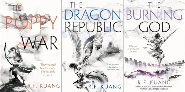 The covers of The Poppy War trilogy