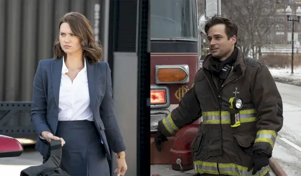 Jon-Michael Ecker als Greg Grainger in Chicago Fire und Laura James als Molly Hicks in S.W.A.T