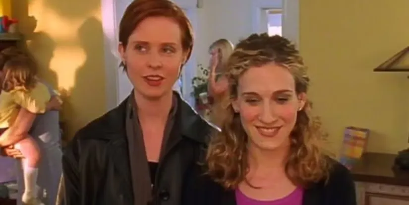 >Міранда та Керрі на святі дитини в серіалі Міранда (Синтія Ніксон) і Керрі (Сара Джессіка Паркер) у фільмі