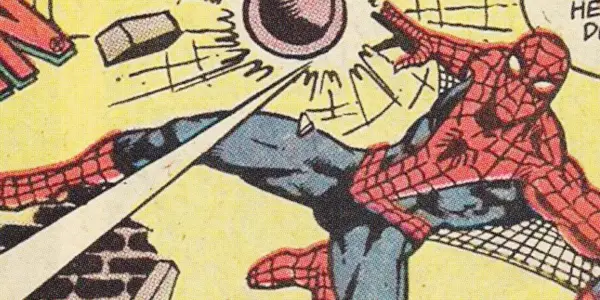 Golden Spongecake Spider-Man forfølger et angreb i tegneserierne