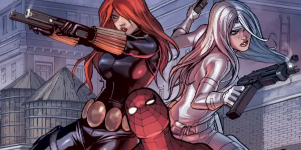 スパイダーマン、ブラック・ウィドウ、シルバー・セーブルはマーベル・コミックで一緒に戦う