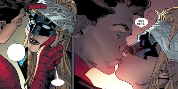 コミックでアラバマ物語にキスするスパイダーマン。