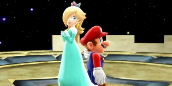Rosalina sta fianco a fianco con Mario in Super Mario Galaxy