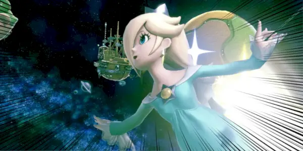 Rosalina vola nello spazio in Super Mario Galaxy