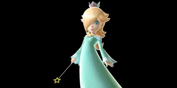 Rosalina tiene una bacchetta nella mano destra