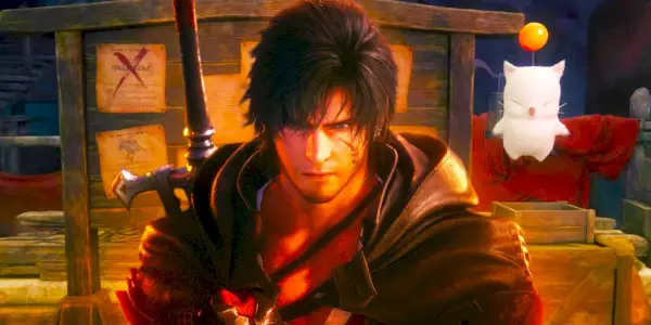 Clive przed tablicą polowań w Final Fantasy 16