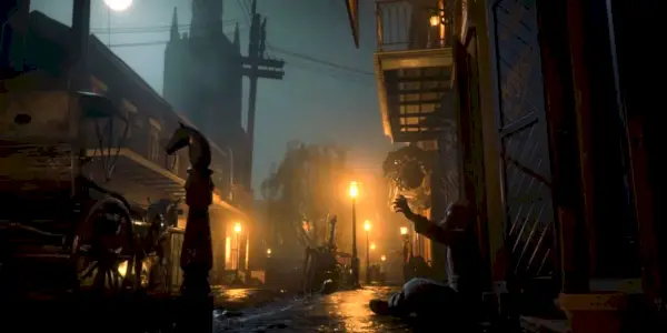 Saint Denis nocą w Red Dead Redemption 2