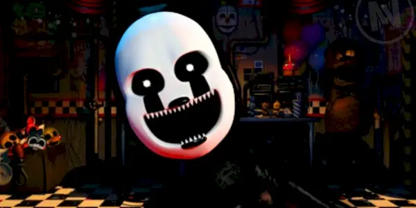 Obrázok usmievajúcej sa Nightmarionne vo filme Five Nights At Freddy