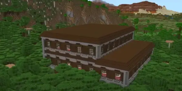 Seme Minecraft Woodland Mansion per il mondo Survival con bioma forestale circostante