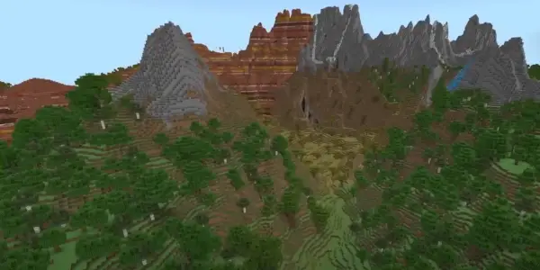 Diversi biomi di Minecraft nel seme del mondo Valley of Adventure