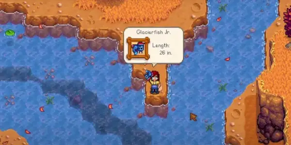 Glacierfish Jr 전설적인 물고기를 잡는 Stardew Valley
