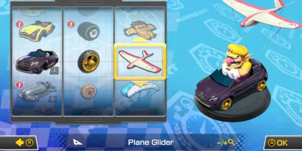 Mario Kart Wario GLA Metallreifen und Flugzeuggleiter