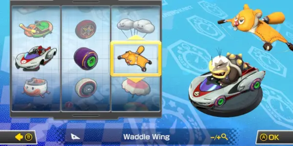 Mario Kart Morton P Wing Kart Cyber Slick Reifen und Waddle Wing