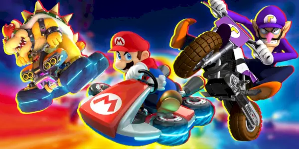 Mario Kart 8 mit Bowser Mario und Waluigi in Karts
