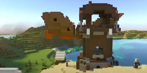 Minecraft stürzte Schiff im Pillager Outpost ab