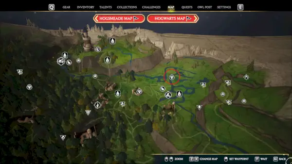 Hogwarts Legacy North Ford Bog Thestral Den Kort Placering