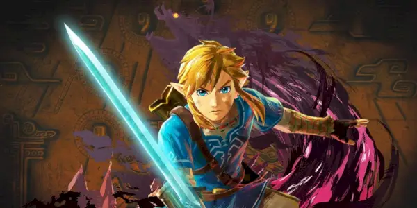 Link fra Breath of the Wild foran Calamity Ganon, foran runer.
