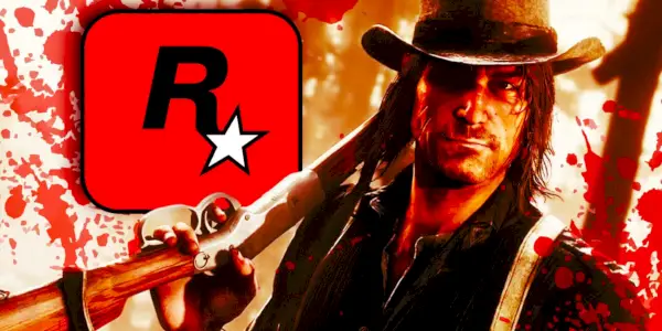 John Marston z Red Dead Redemption vedľa loga Rockstar Games.