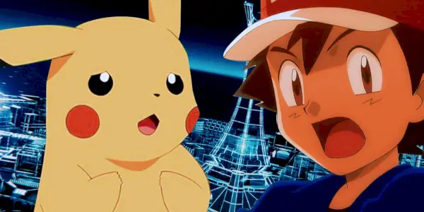 Lumiose City de Pokémon Legends Z-A, com Ash e Pikachu preocupados.
