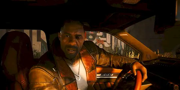 Reed conduciendo un automóvil en una captura de pantalla de Cyberpunk 2077: Phantom Liberty.