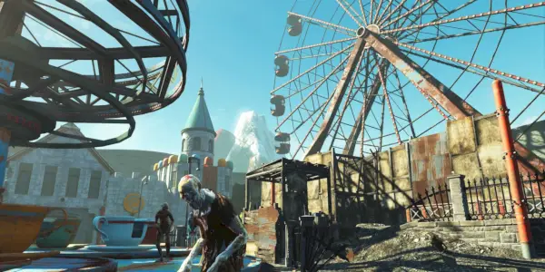 Riesenrad im Kiddie Kingdom voller Ghule im Fallout 4 Nuka-World DLC