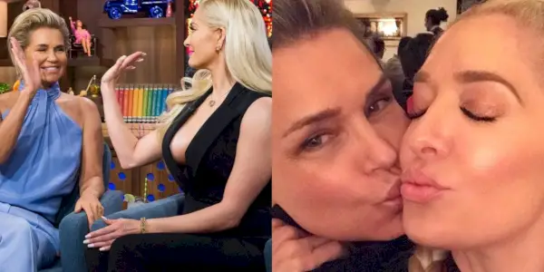 Une image partagée de Yolanda Hadid félicitant et embrassant Erika Jayne sur WWHL de RHOBH
