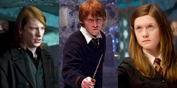 Bill, Ron i Ginny Weasley w Harrym Potterze