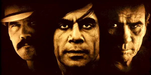 Josh Brolin, Javier Bardem a Tommy Lee Jones ve filmu Žádná země pro staré