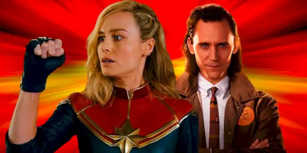 Brie Larson jako Kapitan Marvel z Tomem Hiddlestonem