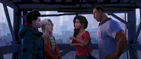millas morales, gwen stacy, rio, jeff, el hombre araña a través del universo araña