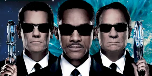 Will Smith, Josh Brolin e Tommy Lee Jones no pôster de Homens de Preto 3