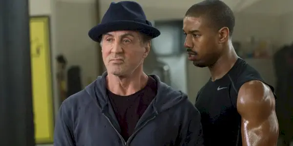 Rocky Balboa (Sylvester Stallone) og Adonis Creed (Michael B. Jordan) i Creed (2015).