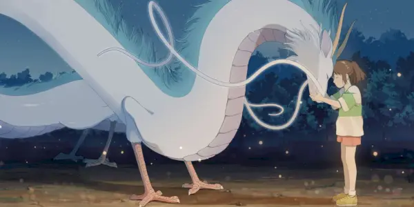 צ'יהירו והאקו חברו את ראשיהם יחד בלילה ב-Spirited Away.