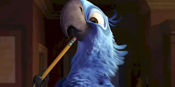 Blu drapiący się ołówkiem po brodzie w Rio 2