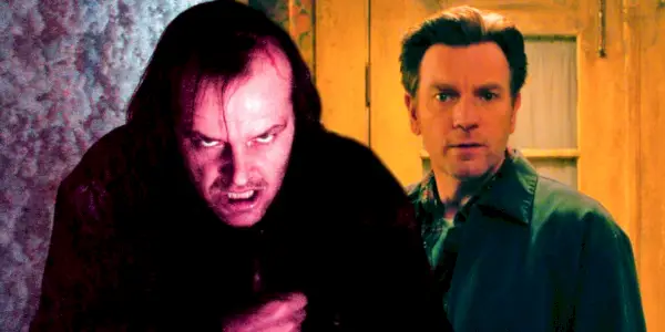 Rozdelený obraz Ewana McGregora vo filme Doctor Sleep a trasúceho sa Jacka Nicholsona vo filme The Shining