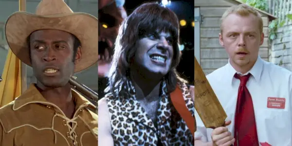 Delt billede af Bart i Blazing Saddles, Nigel i This is Spinal Tap og Shaun i Shaun of the Dead