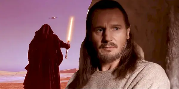 Qui-Gon Jinn a Darth Maul ve filmu Skrytá hrozba.