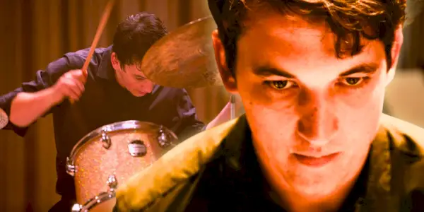 Collage di Miles Teller da Whiplash