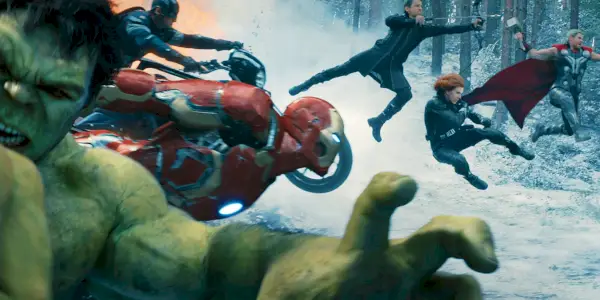 Deadpool med Wolverine og Kraven mod en Venom-baggrund