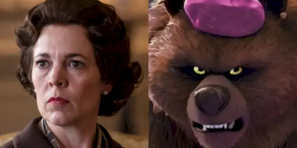 Olivia Colman aux côtés de Mama Bear du Chat Potté : Le Dernier Vœu