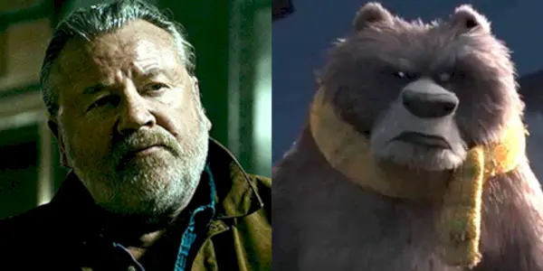 Ray Winstone aux côtés de Papa Bear du Chat Botté : Le Dernier Vœu