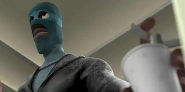 Frozone congela un poliziotto ne Gli Incredibili