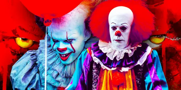 Esta imagen personalizada muestra a Pennywise tanto de las películas de TI como de la miniserie de 1990.