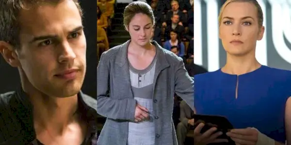 Un coolage de Theo James, Shailene Woodley et Kate Winslet dans les films Divergente