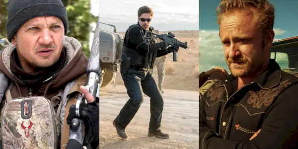 Geteiltes Bild von Standbildern aus Wind River, Sicario Day of The Soldado und Hell Or High Water.