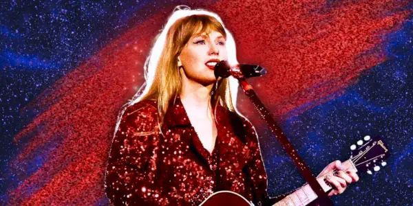 Taylor Swift se apresentando muito bem no filme The Eras Tour