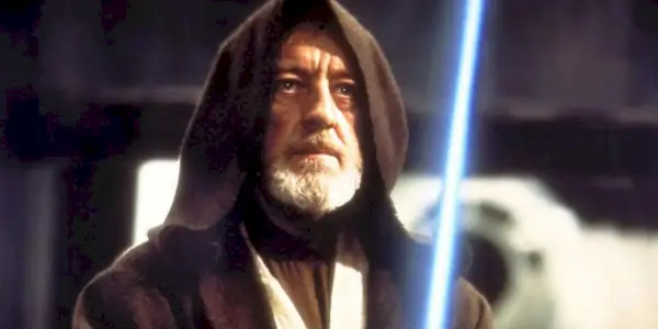 Ben Kenobi med et lyssværd i Star Wars